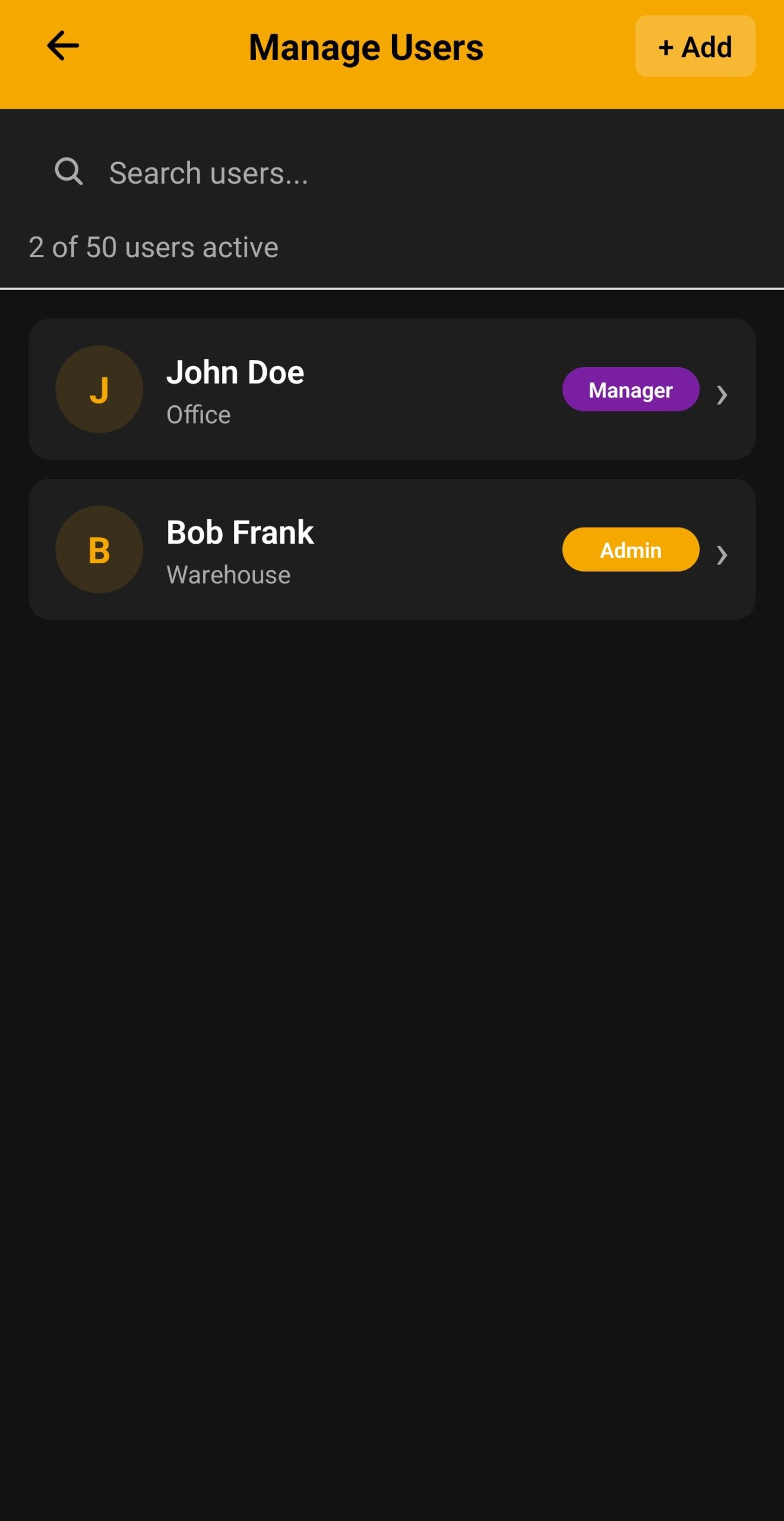 Team Management Screenshot
