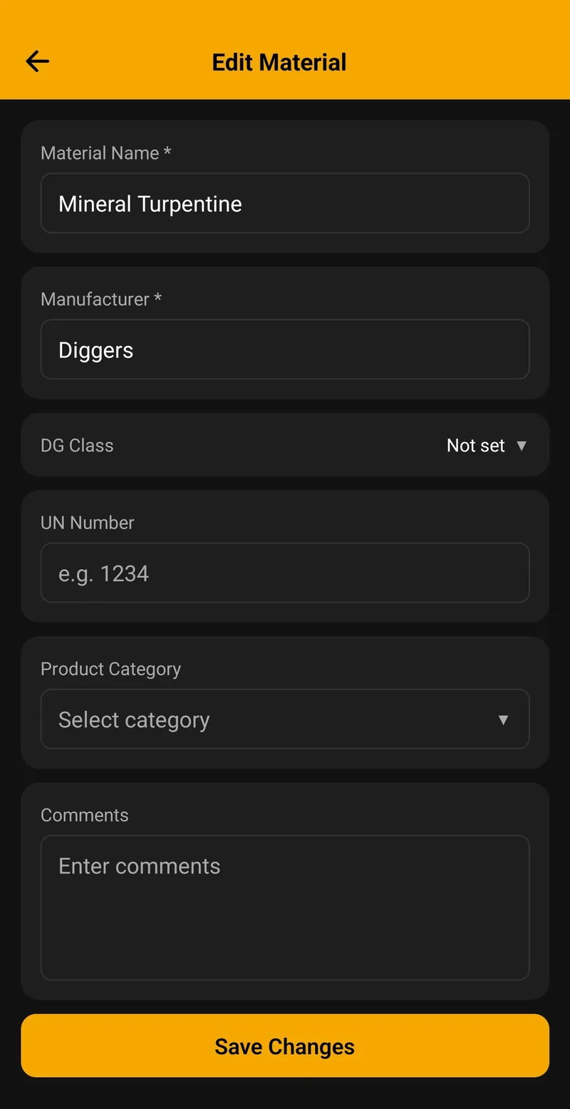 Product Categories Screenshot